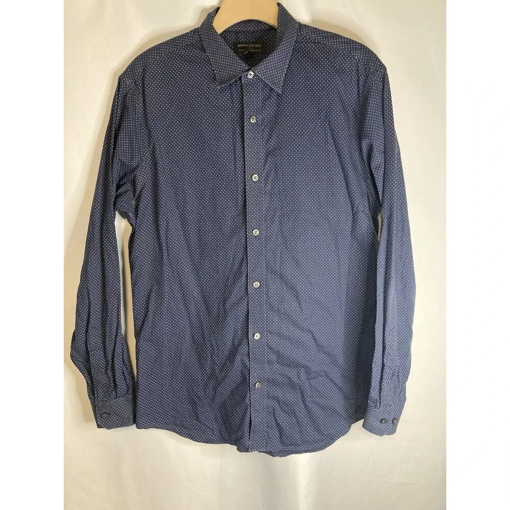 Banana Republic Men's Dress Shirt L Long Sleeve Non Iron Slim Fit Button Preppy